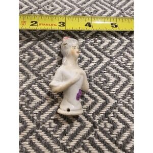 Vintage Mini Porcelain Half Doll- Pink Bow